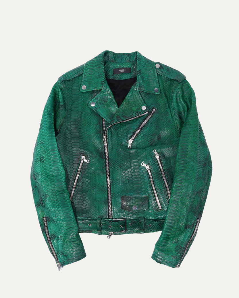 Python Leather Biker Jacket