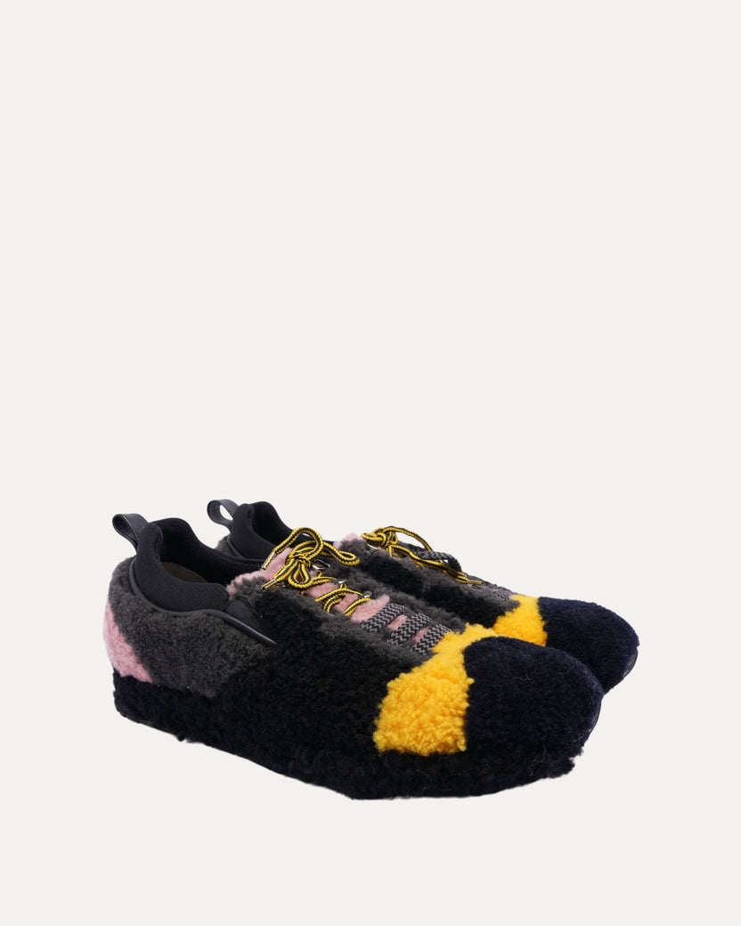 Fendi shearling sneakers hotsell