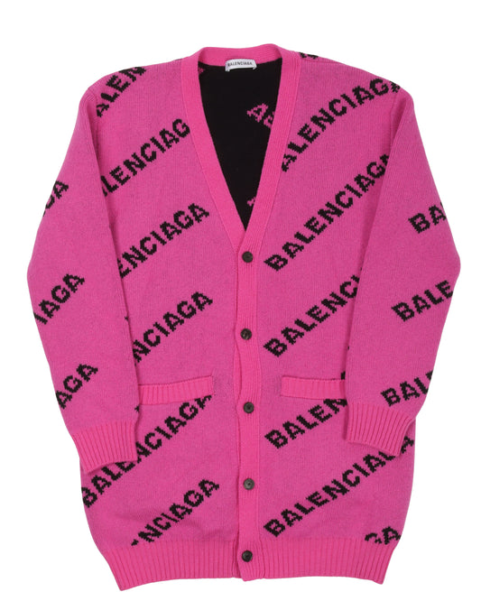 All Over Logo Cardigan Sweater