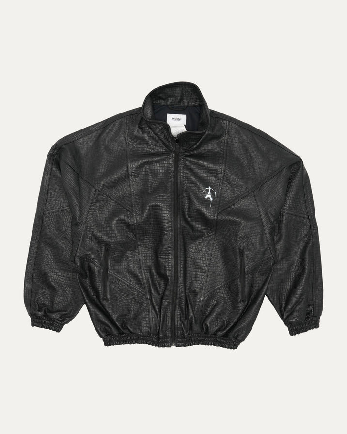 Debossed Leather Track Jacket