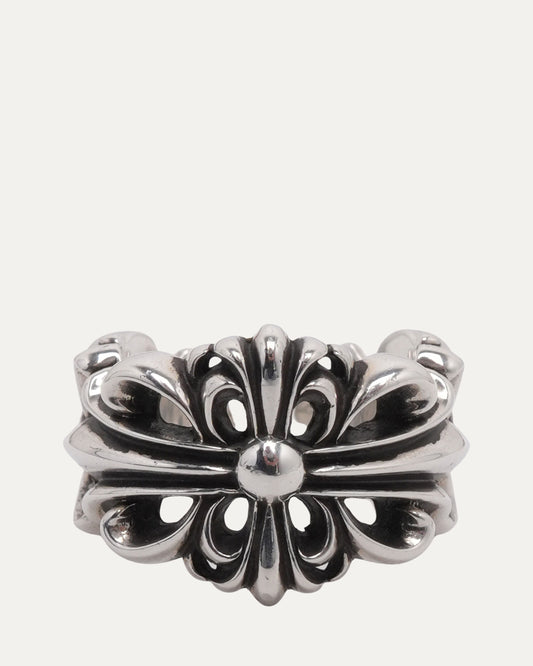 Double Floral Cross Ring