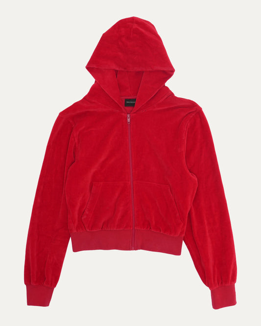 Crystal Logo Velour Zip Up Hoodie