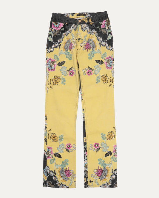 SS 2003 Chinoiserie Floral Print Denim