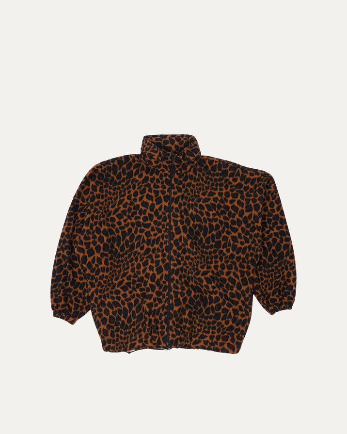 Oversized Leopard Print Fleece Jacket