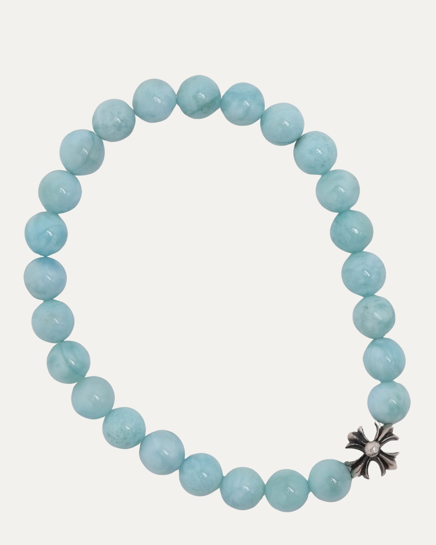 6mm Larimar Plus Cross Bead Bracelet