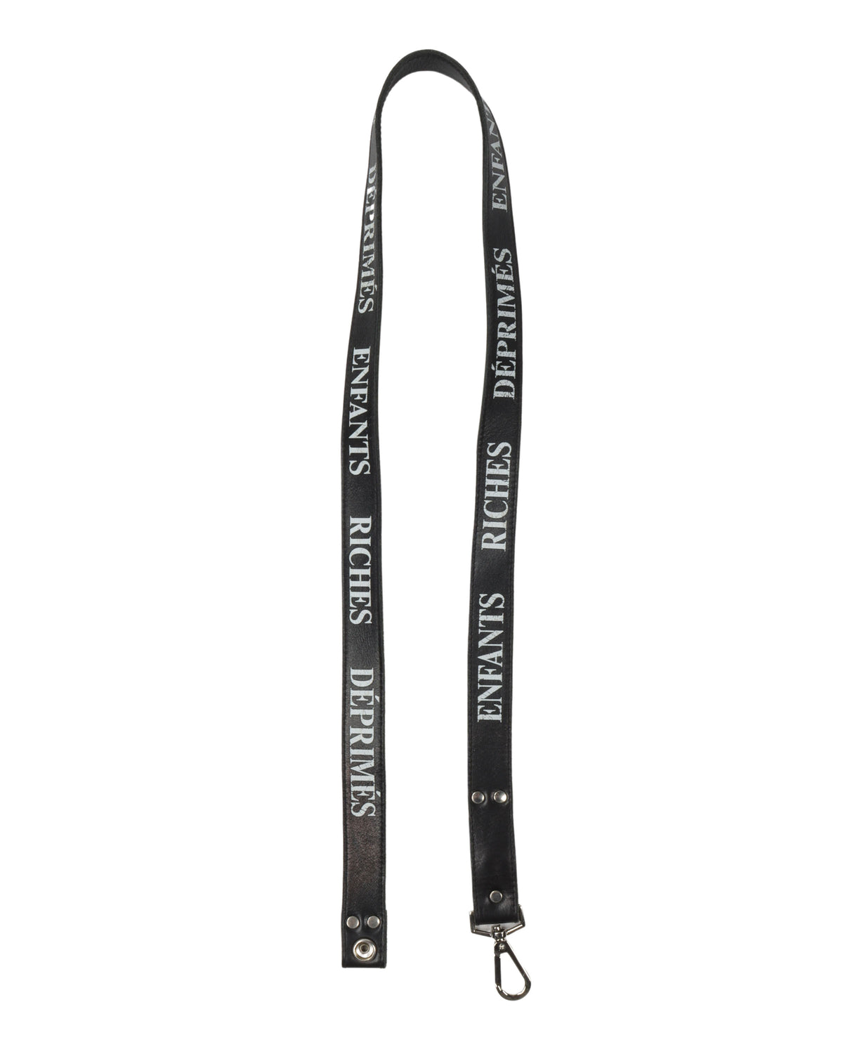 Logo Print Leather Lanyard