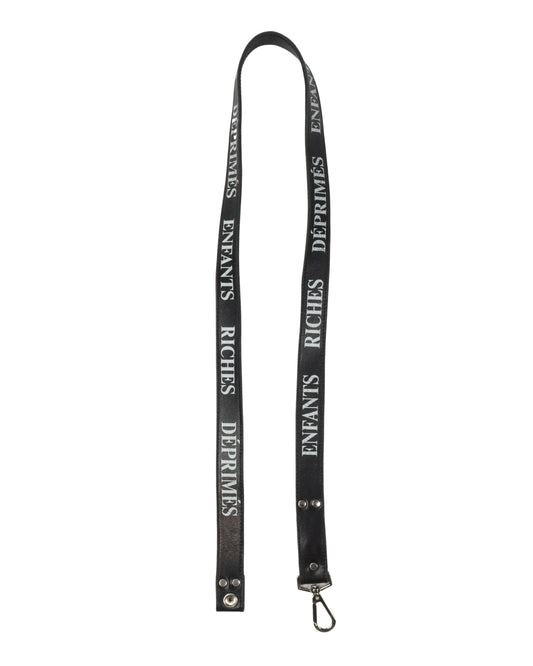 Logo Print Leather Lanyard