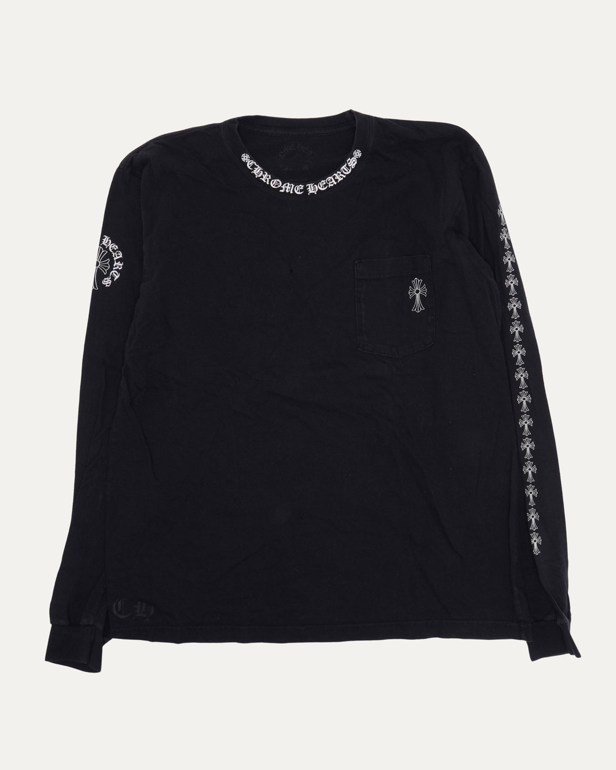 Neck Logo Cross Long Sleeve Pocket T-Shirt