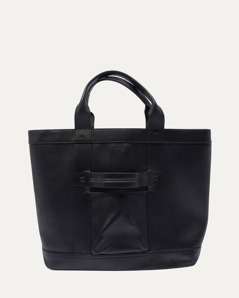 Peter Doig Ribbed Leather Shopper Travel Tote