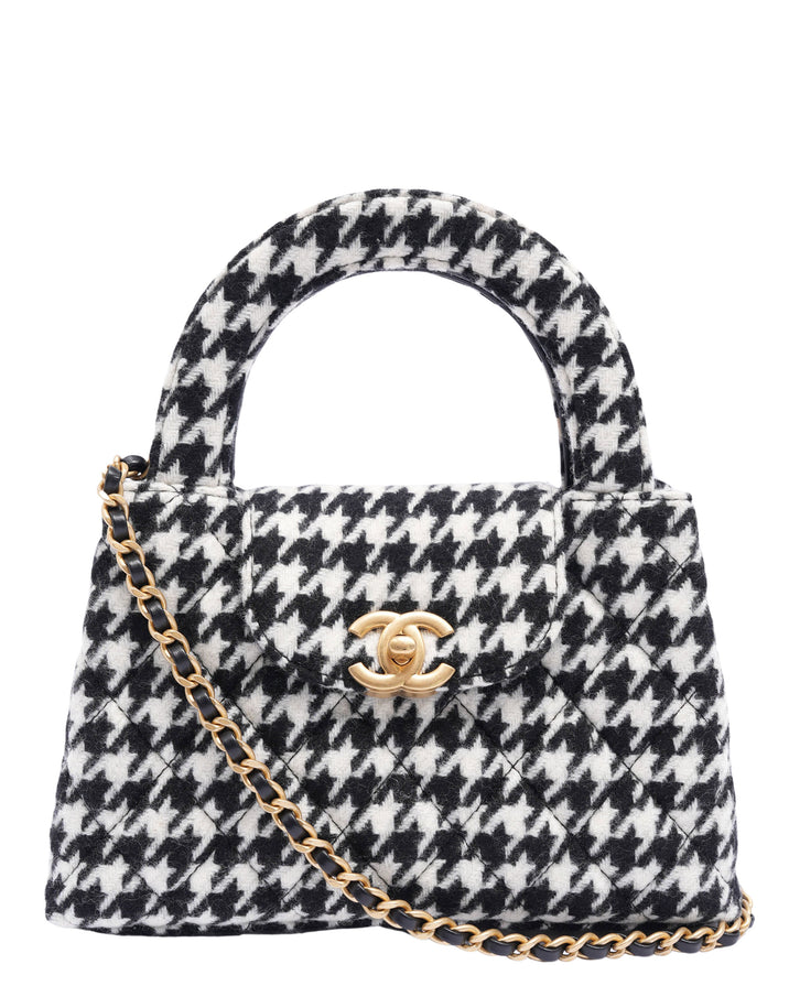 Tweed Houndstooth Quilted Nano Kelly Shopper