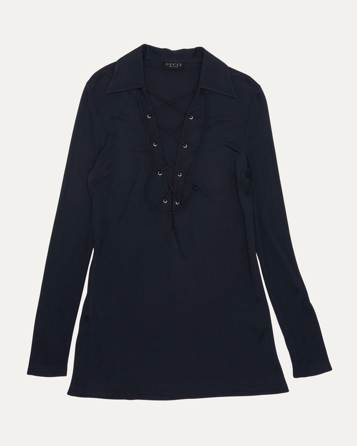 SS 1996 Plunging Lace-Up Micro Mini Dress