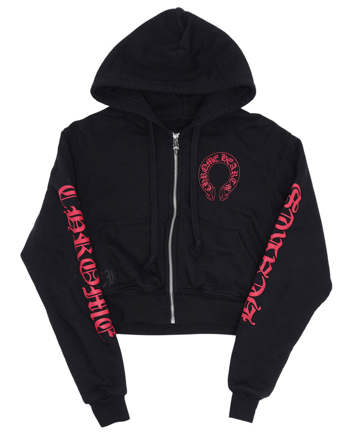 Cropped Horseshoe Logo Zip Up Hoodie