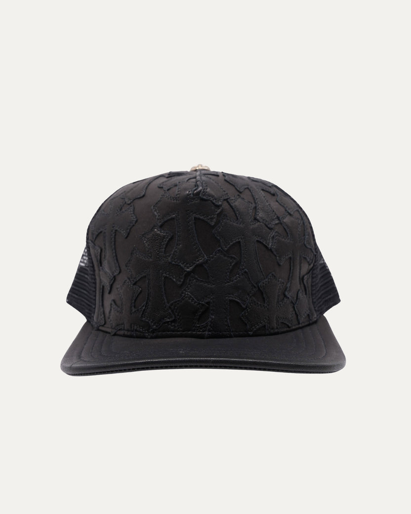 Leather Cross Patch Trucker Hat