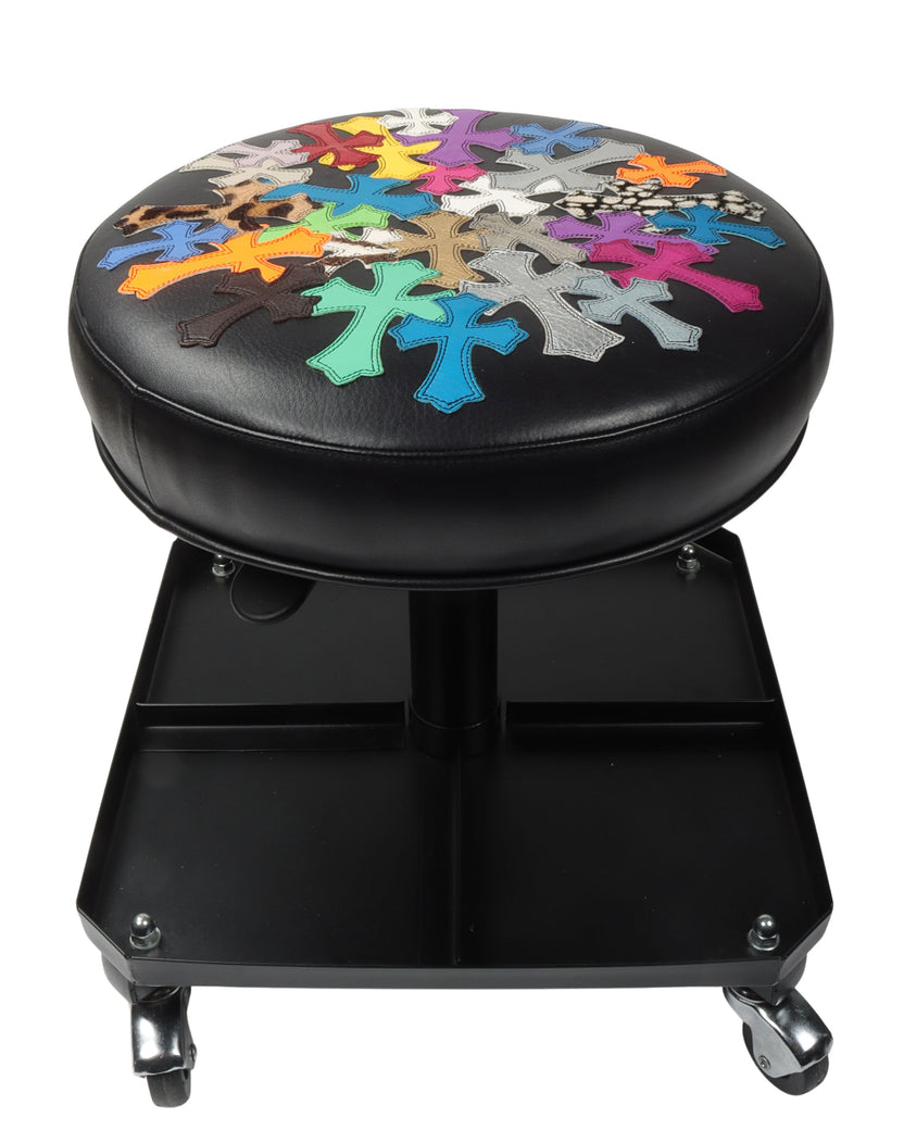 Leather Cross Patch Stool