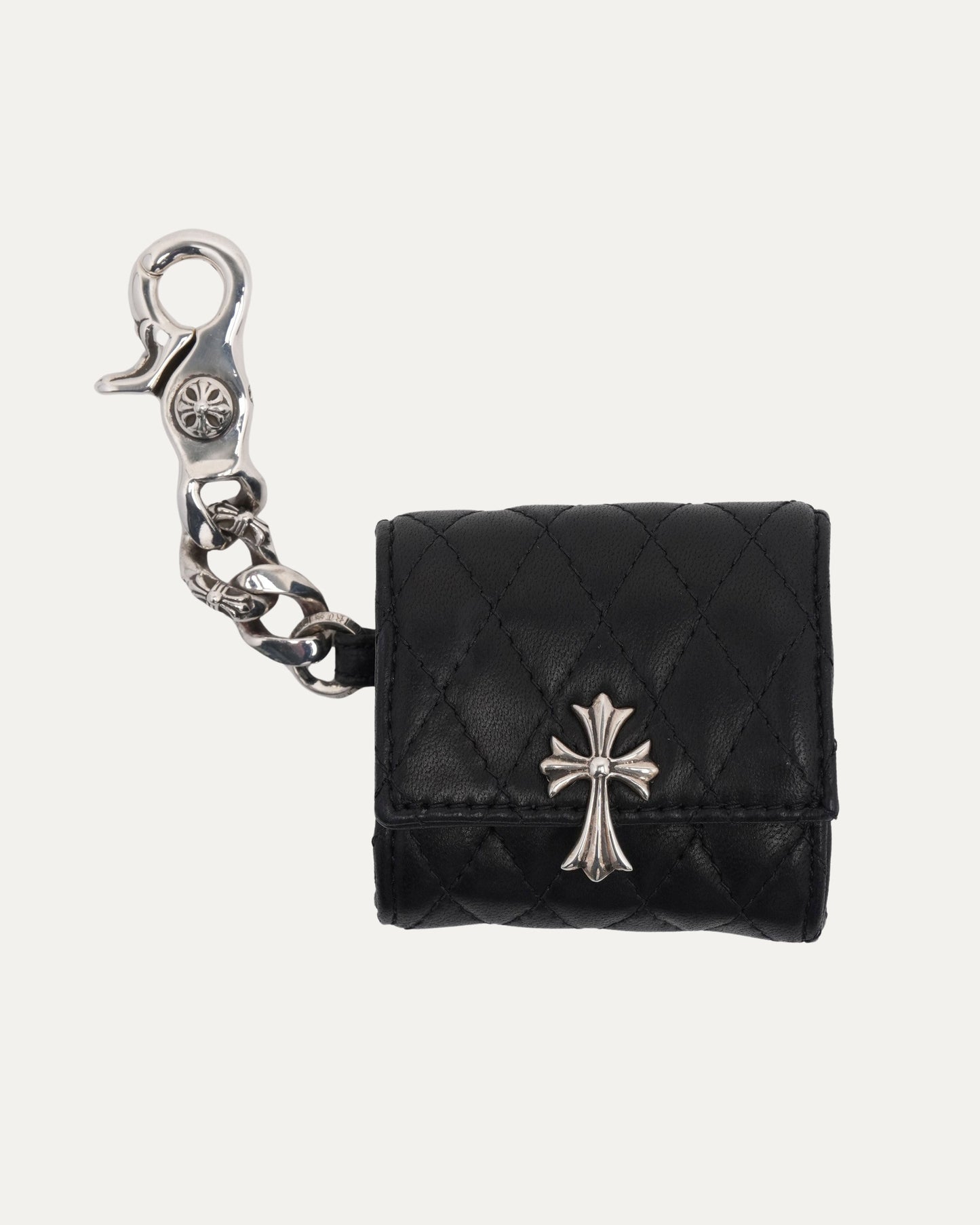 Cross Embellished Quilted AirPods Case
