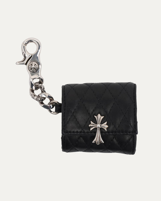 Cross Embellished Quilted AirPods Case