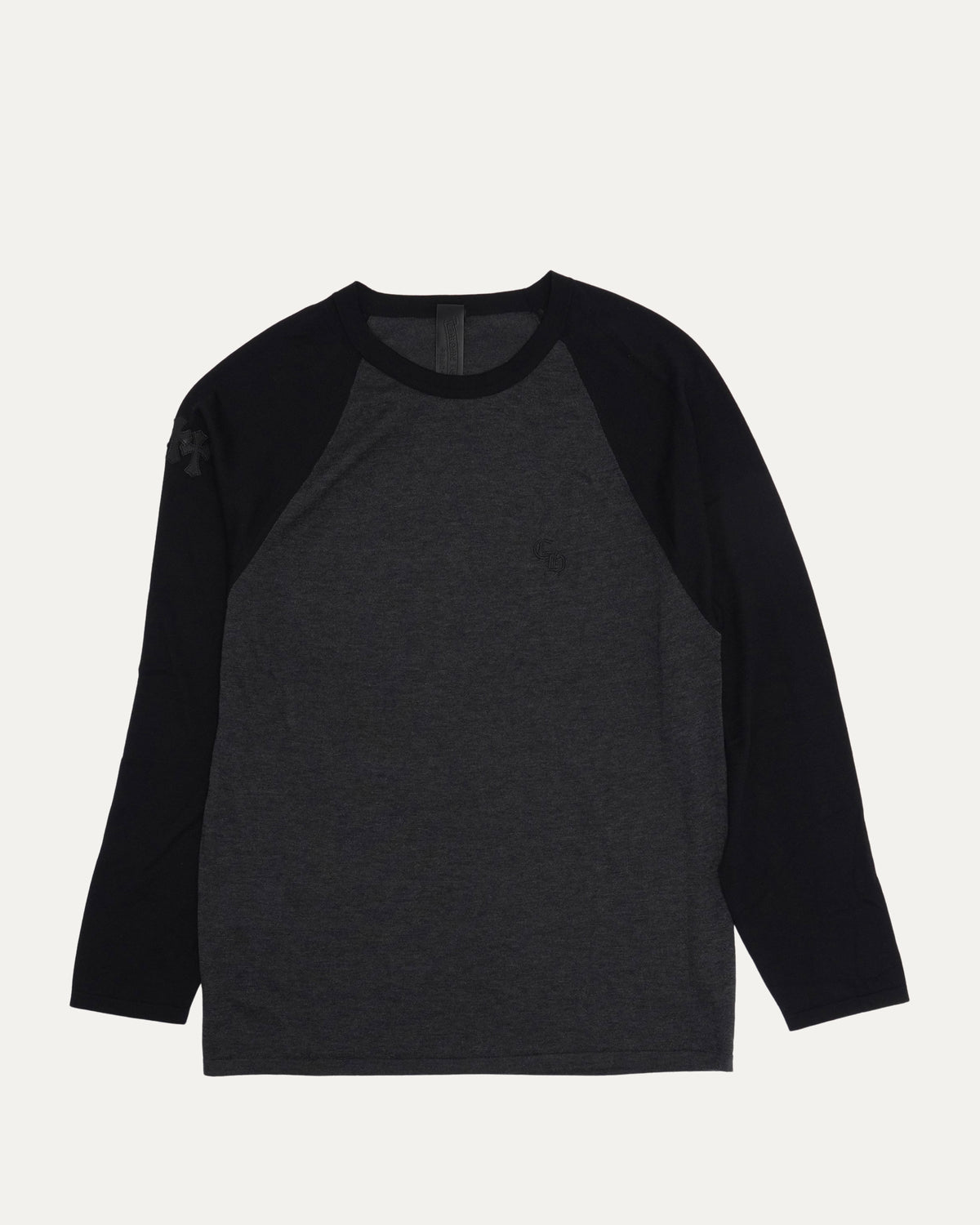 Silk Blend Cross Patch Long Sleeve Raglan T-Shirt
