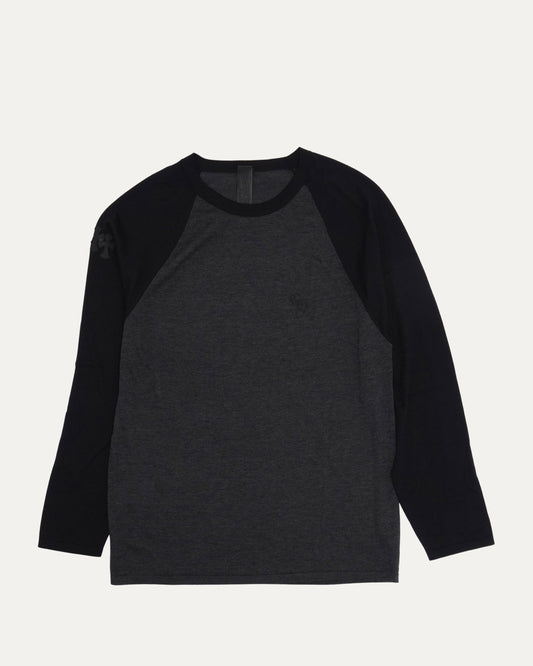 Silk Blend Cross Patch Long Sleeve Raglan T-Shirt