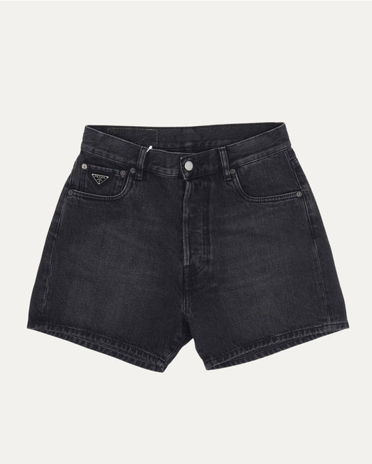 Plaque Embellished Jean Shorts