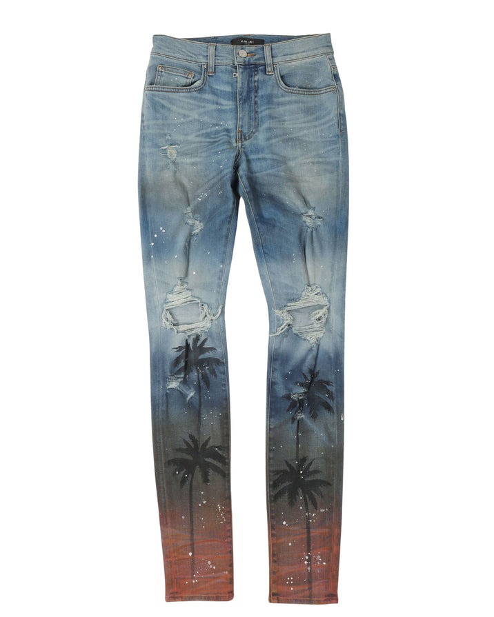 Painted Sunset Knee Rip Jeans