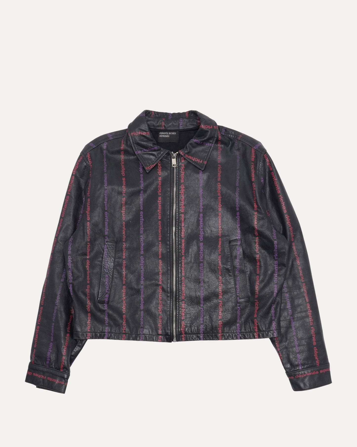 Logo Striped Leather Jacket