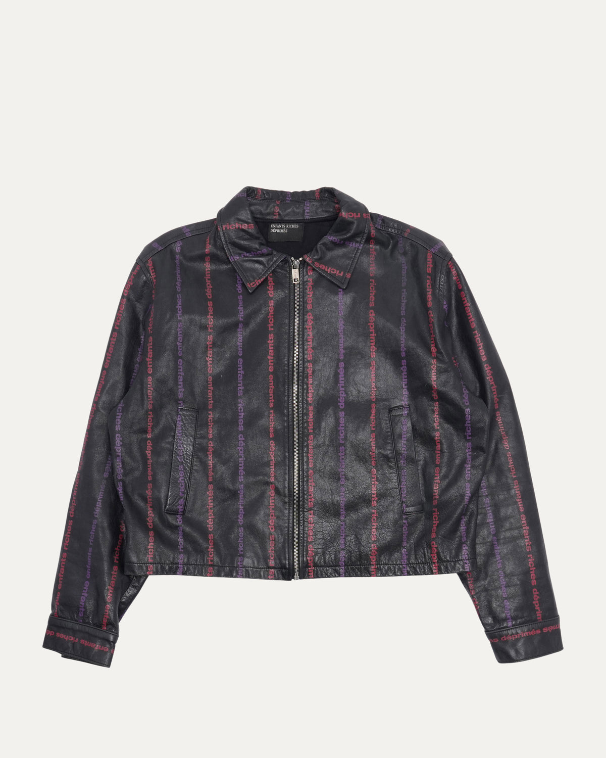 Logo Striped Leather Jacket