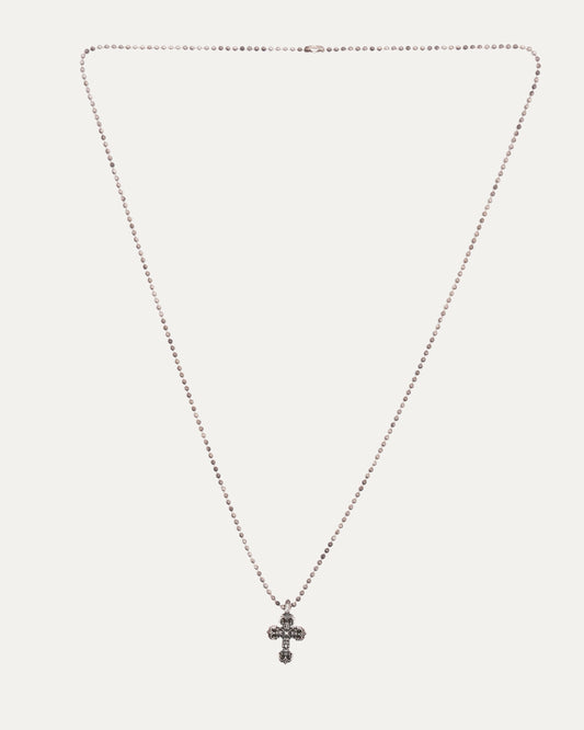 Small Filigree Cross Pendant with Ball Chain