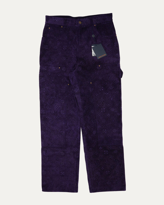 Monogram Embossed Suede Carpenter Pants