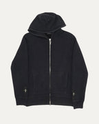 Silver Embellished Cross Patch Zip Up Hoodie