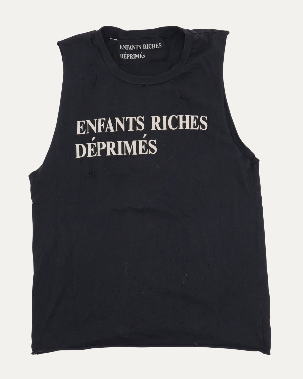 Classic Logo Distressed Cut Off T-Shirt