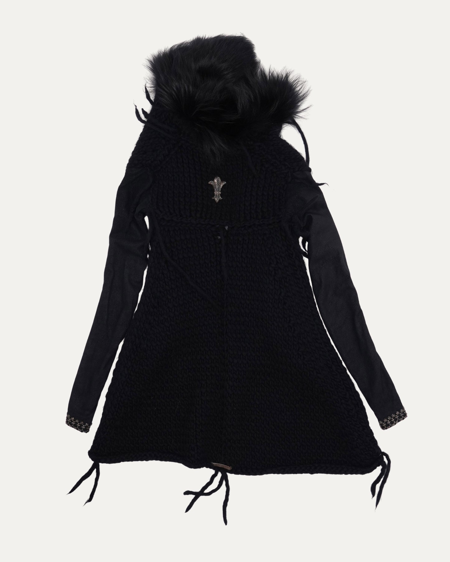 Rick Owens Fur Detail Silver Embellished Sweater