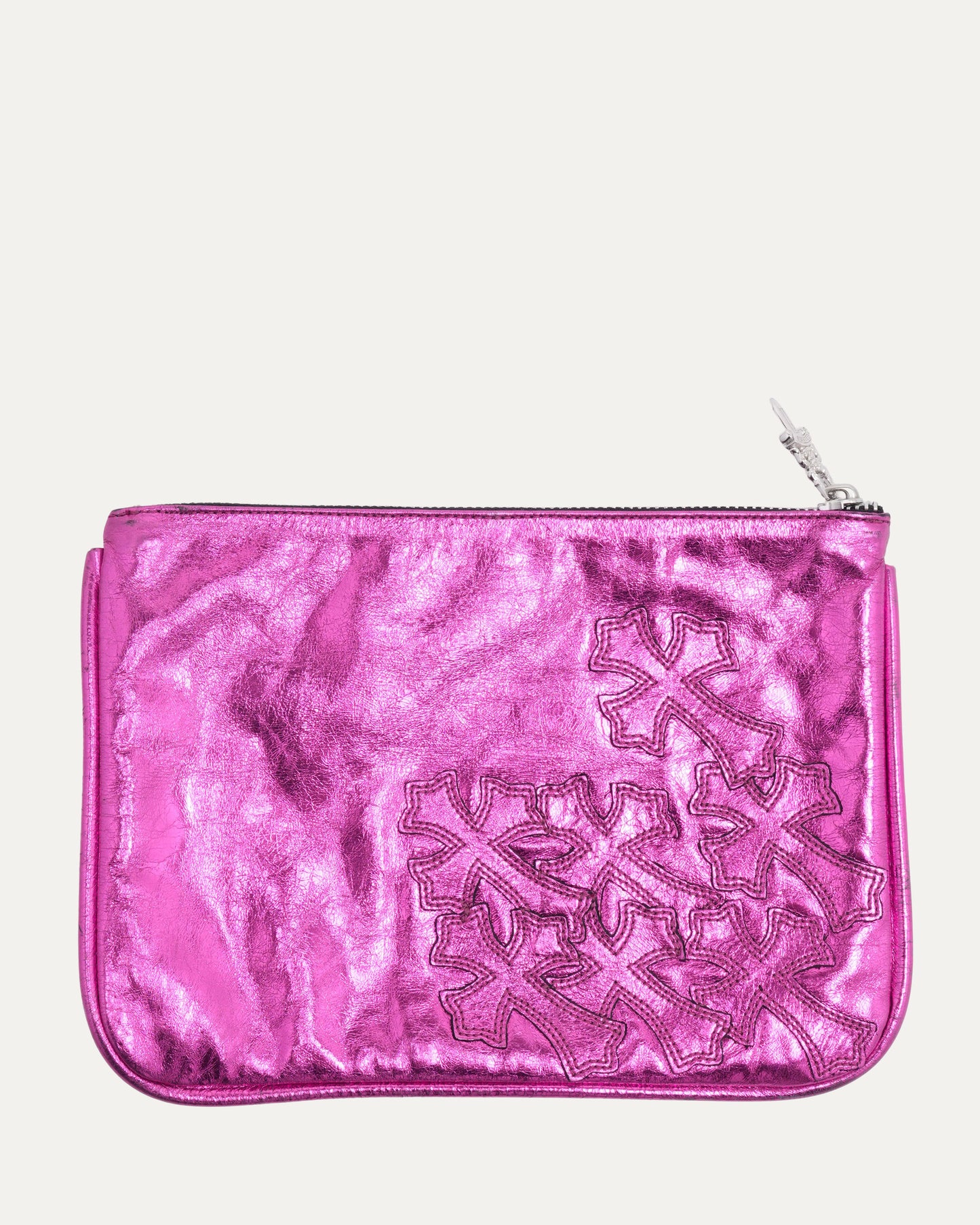 Metallic Cross Patch Pouch