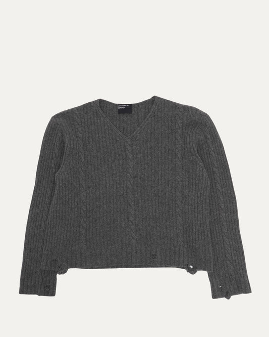 Cashmere Distressed V-Neck Sweater