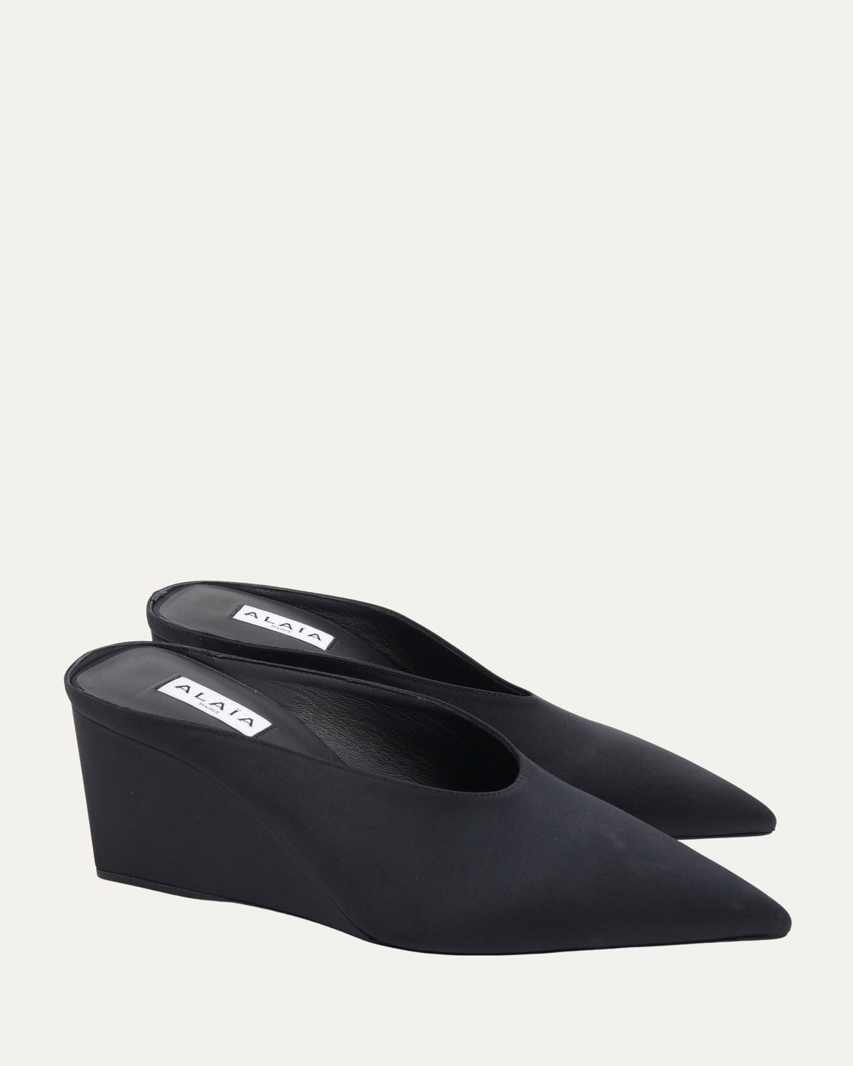 Satin Cube 75 Wedge Mules