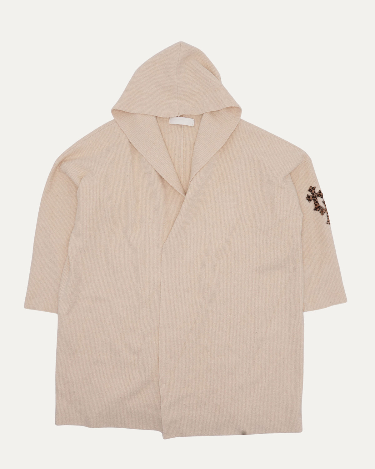 Pony Hair Cross Patch Hooded Cardigan Sweater