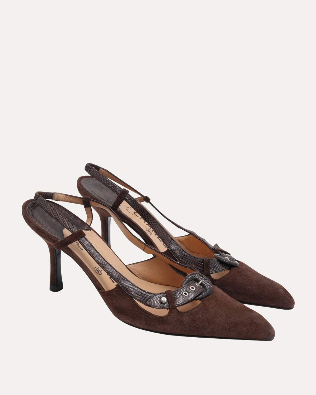 Suede Buckle Heels