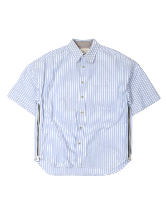 Fourth Collection Zipper Detail Striped Short Sleeve Shirt