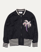 Leather Inlay Palm Tree Satin Teddy Jacket