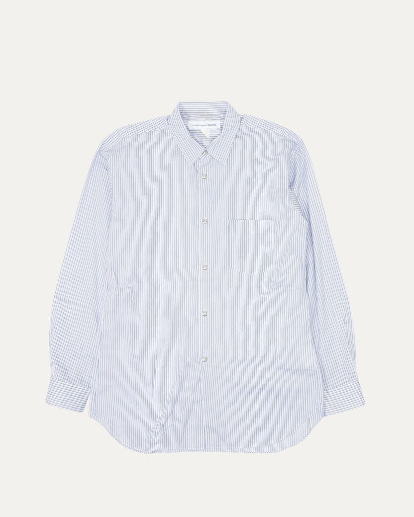 Comme Des Garcons SHIRT Silver Embellished Striped Shirt