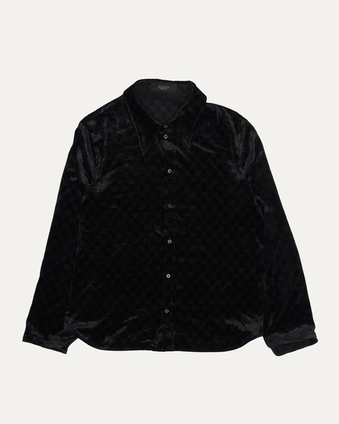 La Famiglia GG Monogram Stretch Devoré Velvet Shirt