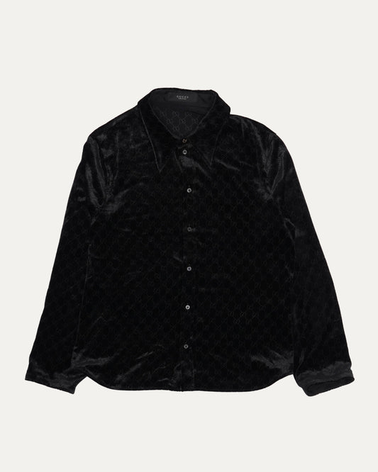 La Famiglia GG Monogram Stretch Devoré Velvet Shirt