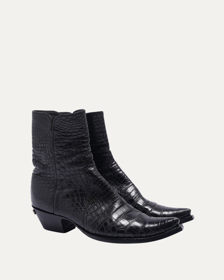 Crocodile Leather Cuban Heel Boots