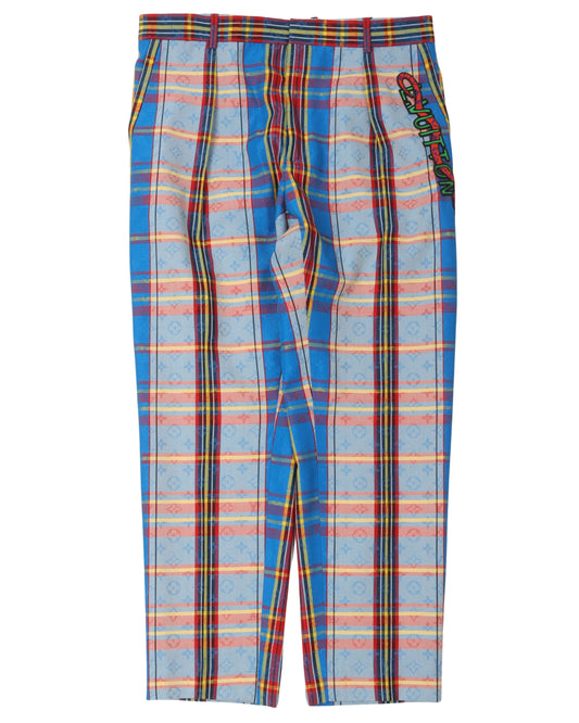Monogram Check Pleated Pants