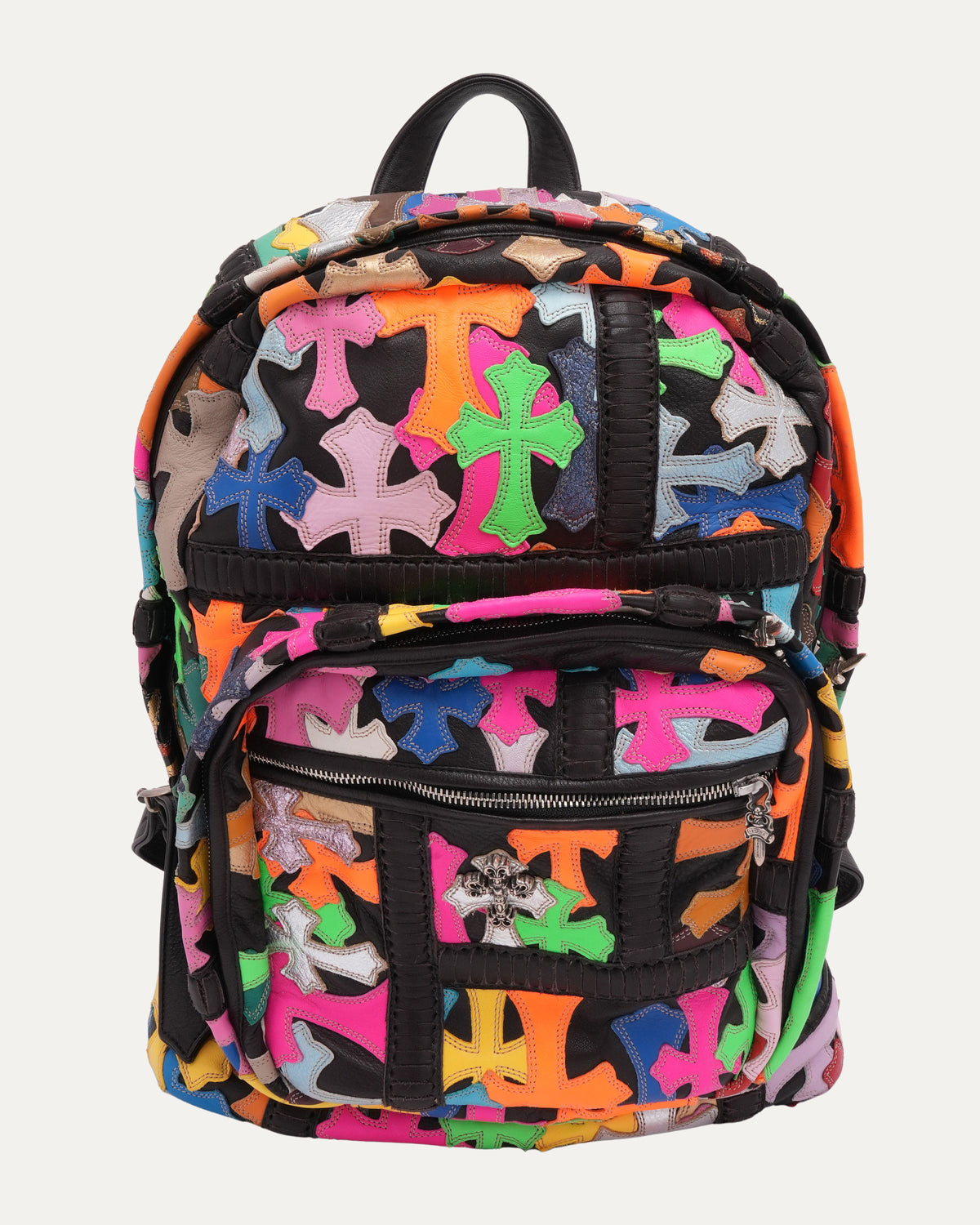 Multicolor Cross Patch Filigree Backpack