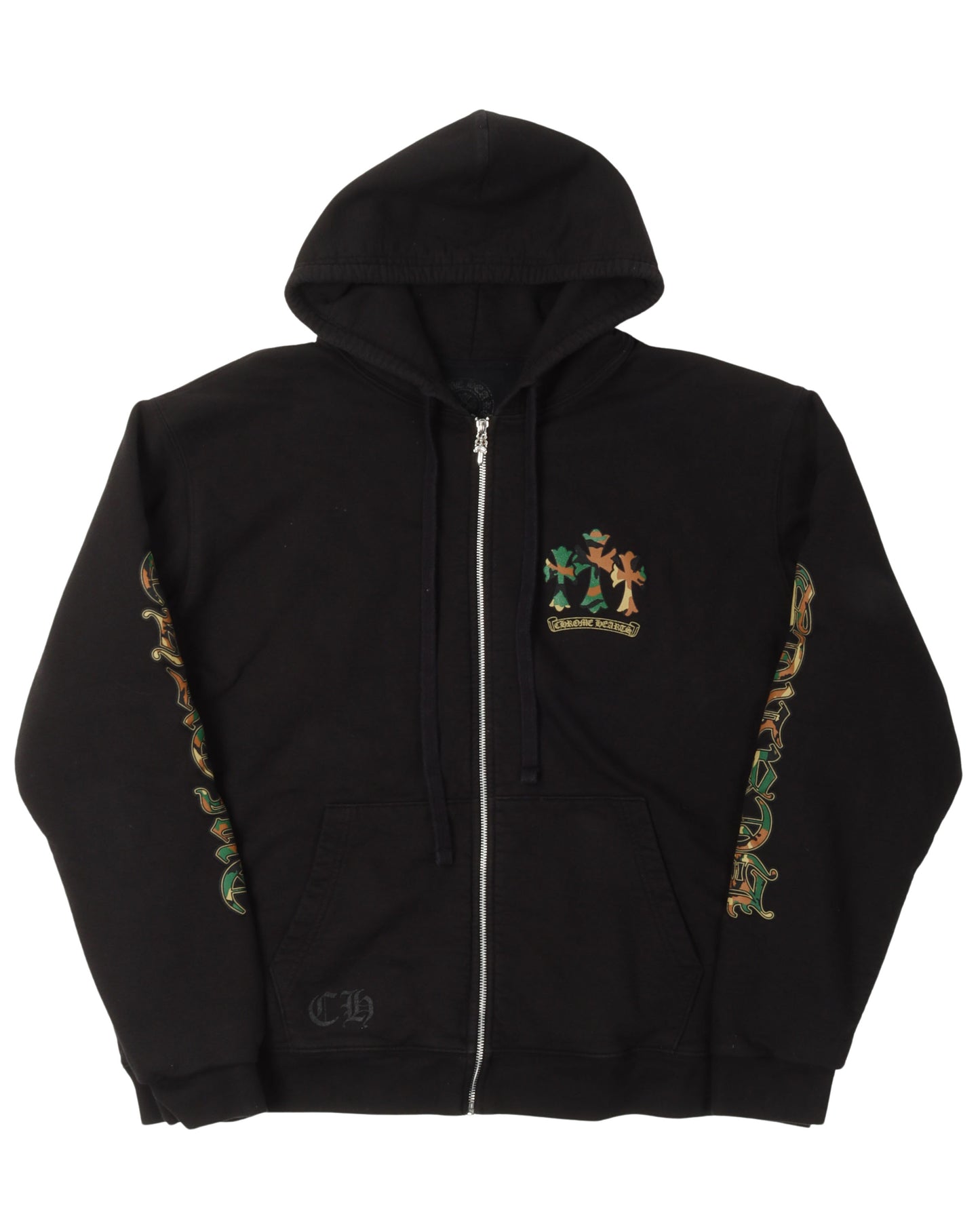 Camouflage Cemetery Cross Zip Up Hoodie