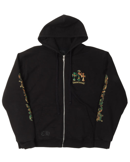 Camouflage Cemetery Cross Zip Up Hoodie