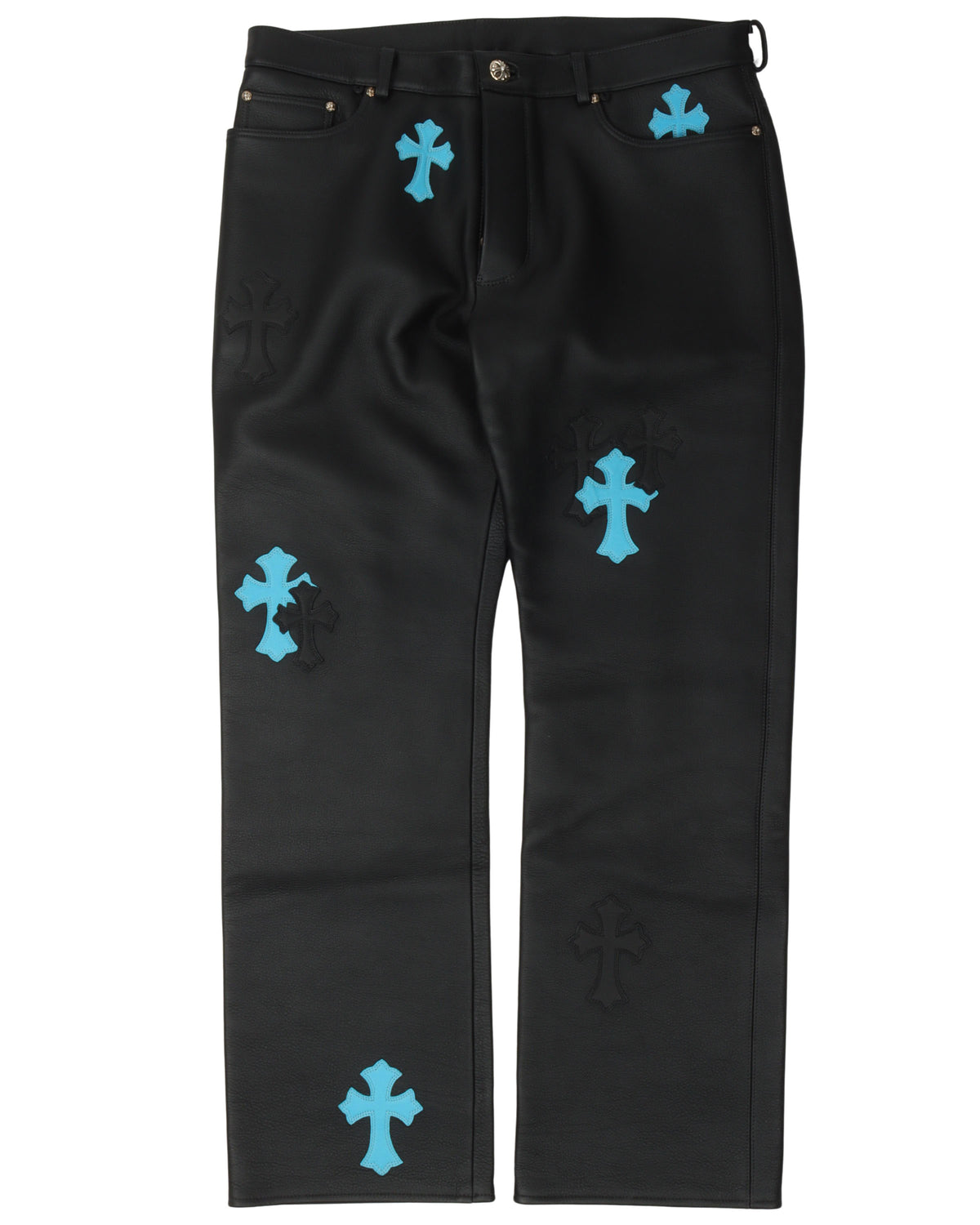 Cross Patch Leather Pants