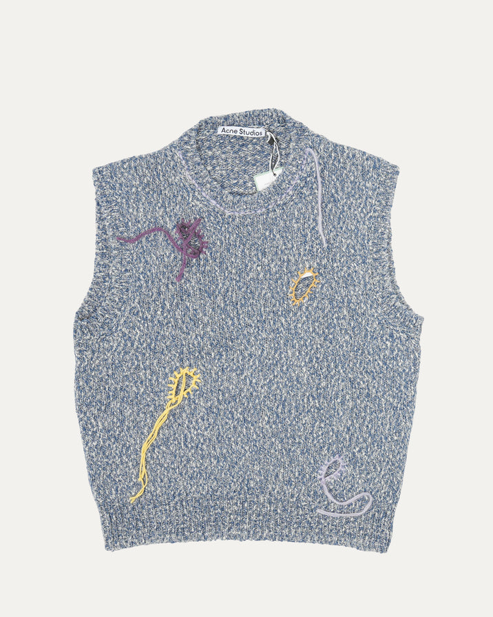 Korfeo Embroidered Distressed Sweater Vest