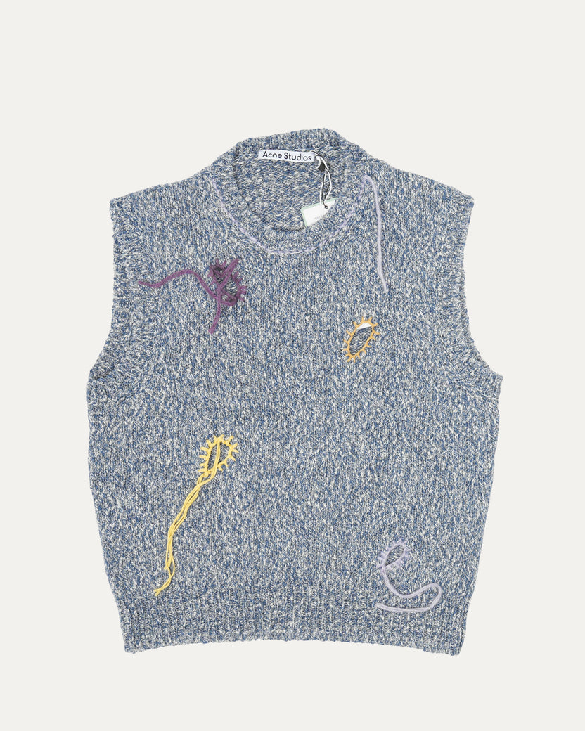 Korfeo Embroidered Distressed Sweater Vest