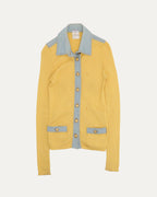 Denim Trim Cardigan Sweater